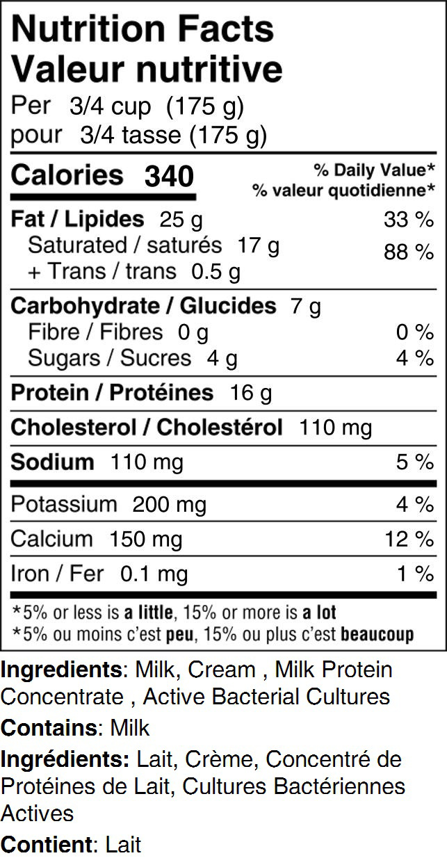 Pressed Yogurt Nutrition Facts